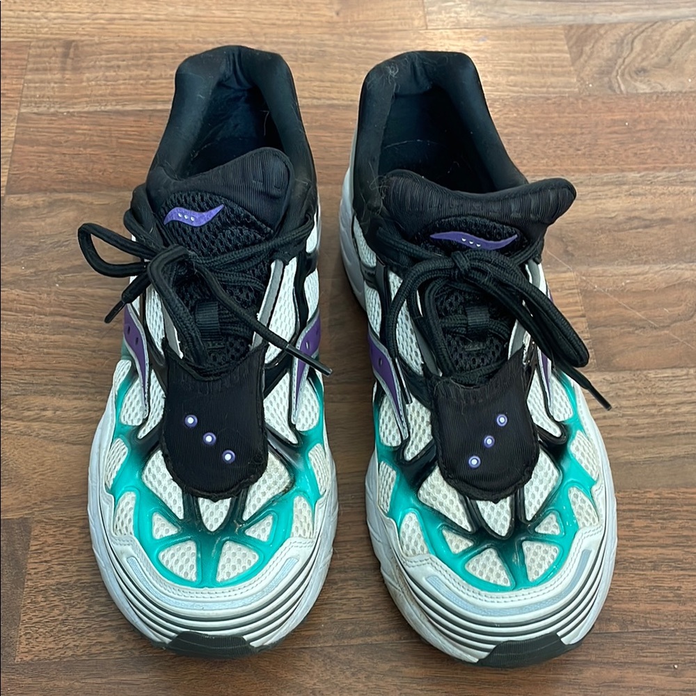 Stylish Mens Sneakers in Black, Purple, and Teal